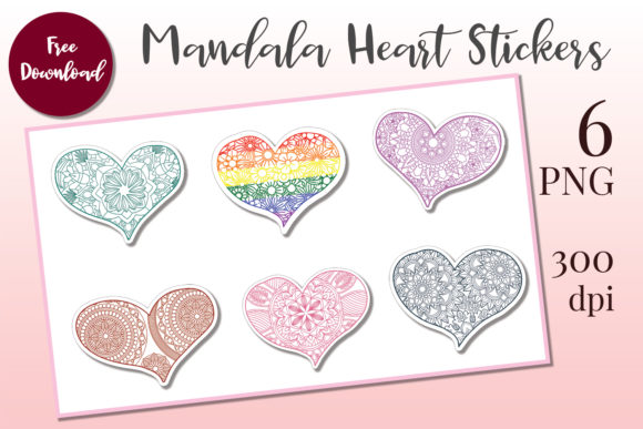 Free Mandala Heart Sticker Graphics and Crafts