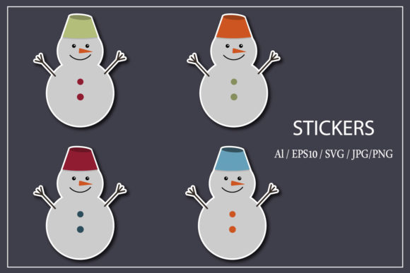 Funny Snowmen Stickers: A Playful Graphic Design Freebie for Local Business Branding