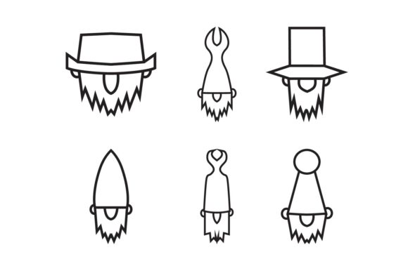 Gnome Head Line Art Bundle for Crafts and Graphics