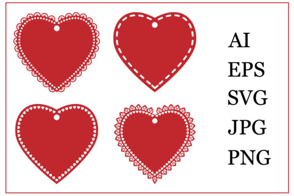 Heart-Shaped Postcards and Labels for Crafts & Graphics