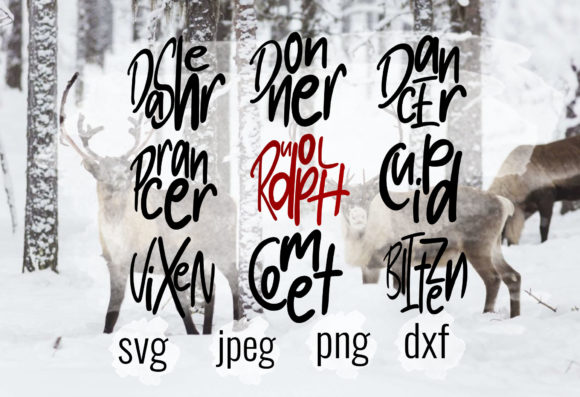 Reindeer Names, Santa's Reindeer – A Festive Graphic Design Asset for Crafty Projects